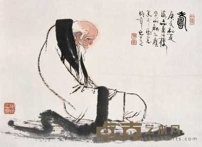 顾炳鑫 2000年作 寿 立轴 33×45cm
